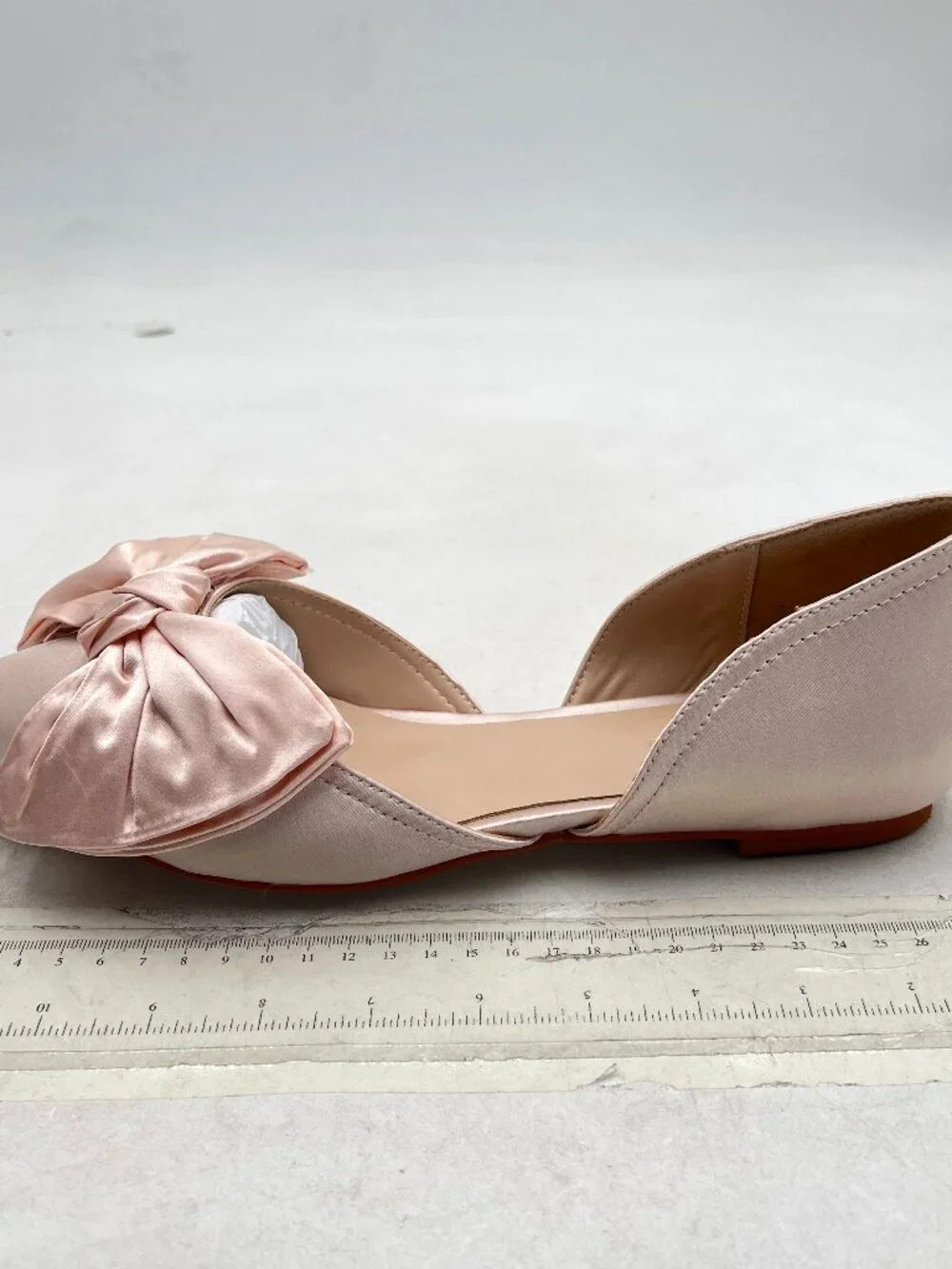 Tang'scuisins Light Pink Bowknot Closed Toe D'Orsay Flats Slip on Dance Shoes